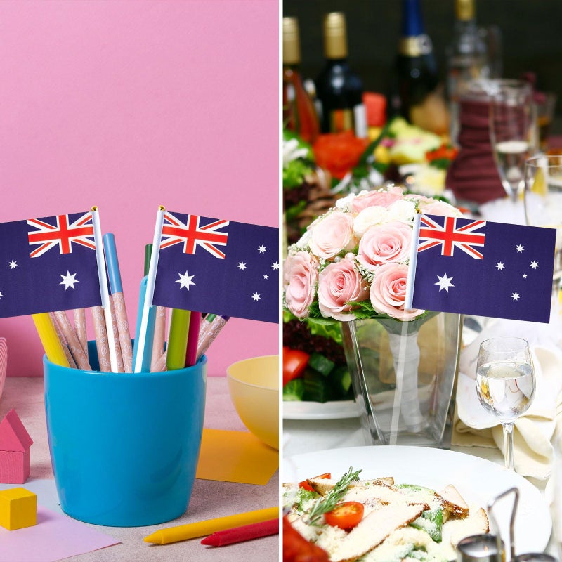 mflagperft Australia Flag Australian Flag, Small Mini Handheld Australia Flags on Stick, Ideal for Party Parades Sports Events Patriotic Festival Decorations - Image 5
